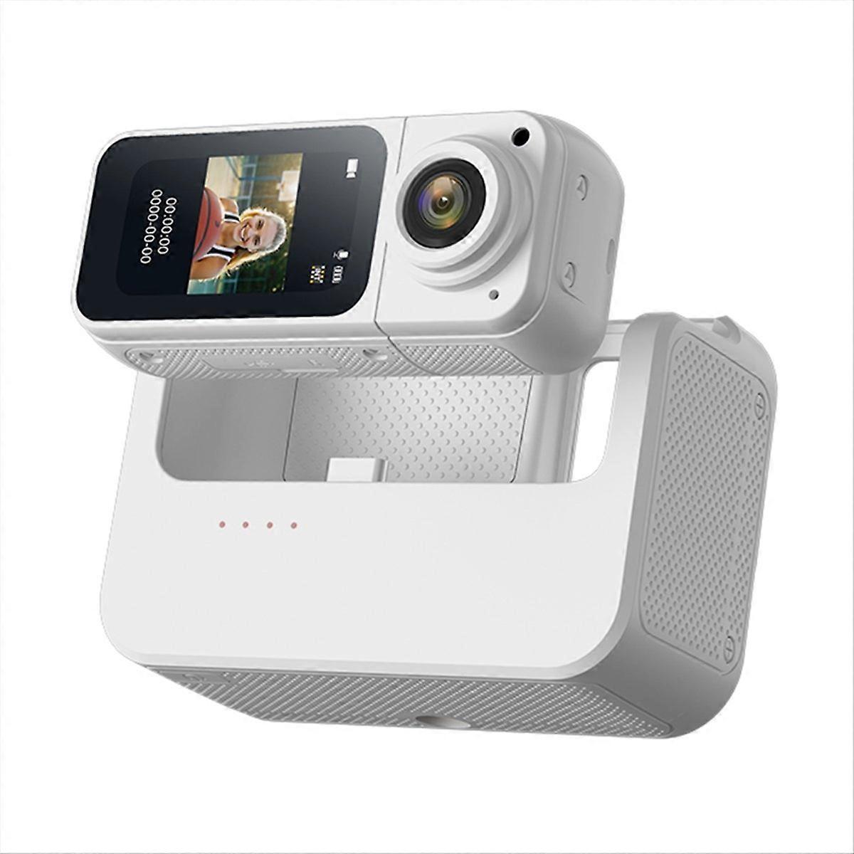 2.7K Thumb Camera Wifi Action Camera 180° Rotate Sport Cam DV Cycling Recorder Camcorder Camera with Charging Case White