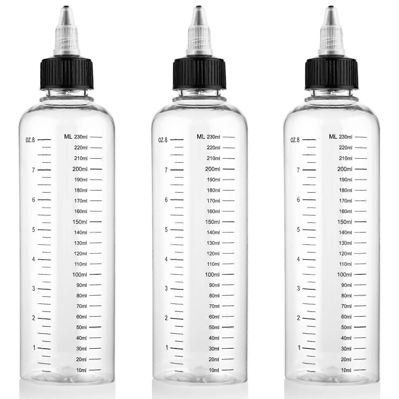 3pcs Hair Dye Applicator Bottle with Graduated Scale, LeakProof TwistOn Cap for Precise Flow Control