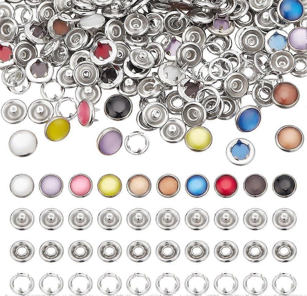 50 Sets 10 Colors Brass Snap Buttons 11.5mm Decorative Snap Buttons Metal Garment Buttons Resin Pearl Snaps Fasteners for Clothes Skirt Popper Studs D