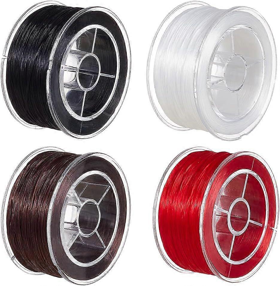 4 Rolls 0.8mm Flat Stretchy Bracelet Strings 109.36 Yards Mixed Color Elastic Beading Thread Cord Stretchy String Bead Cord for Stretch Bracelets Bead