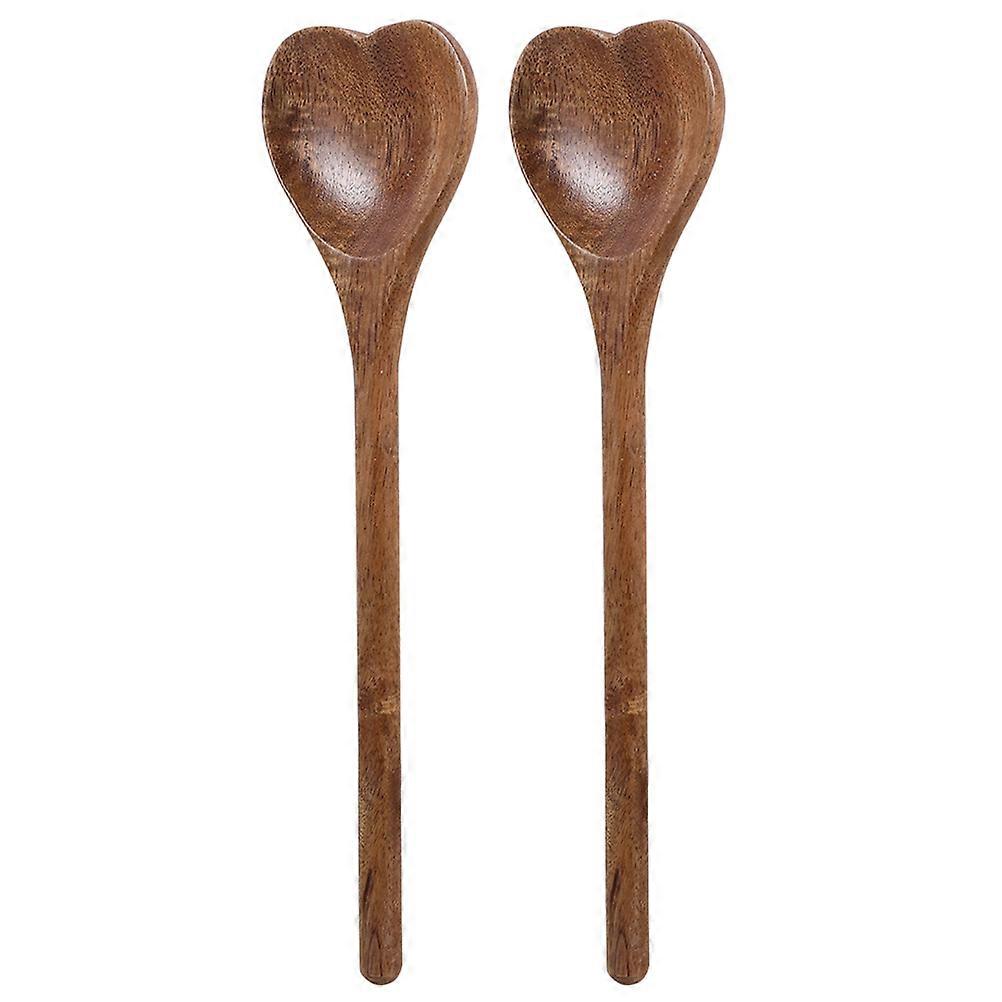Heart Shaped Wooden Spoon for Serving 2Pcs Multi-Use Kitchen Utensils