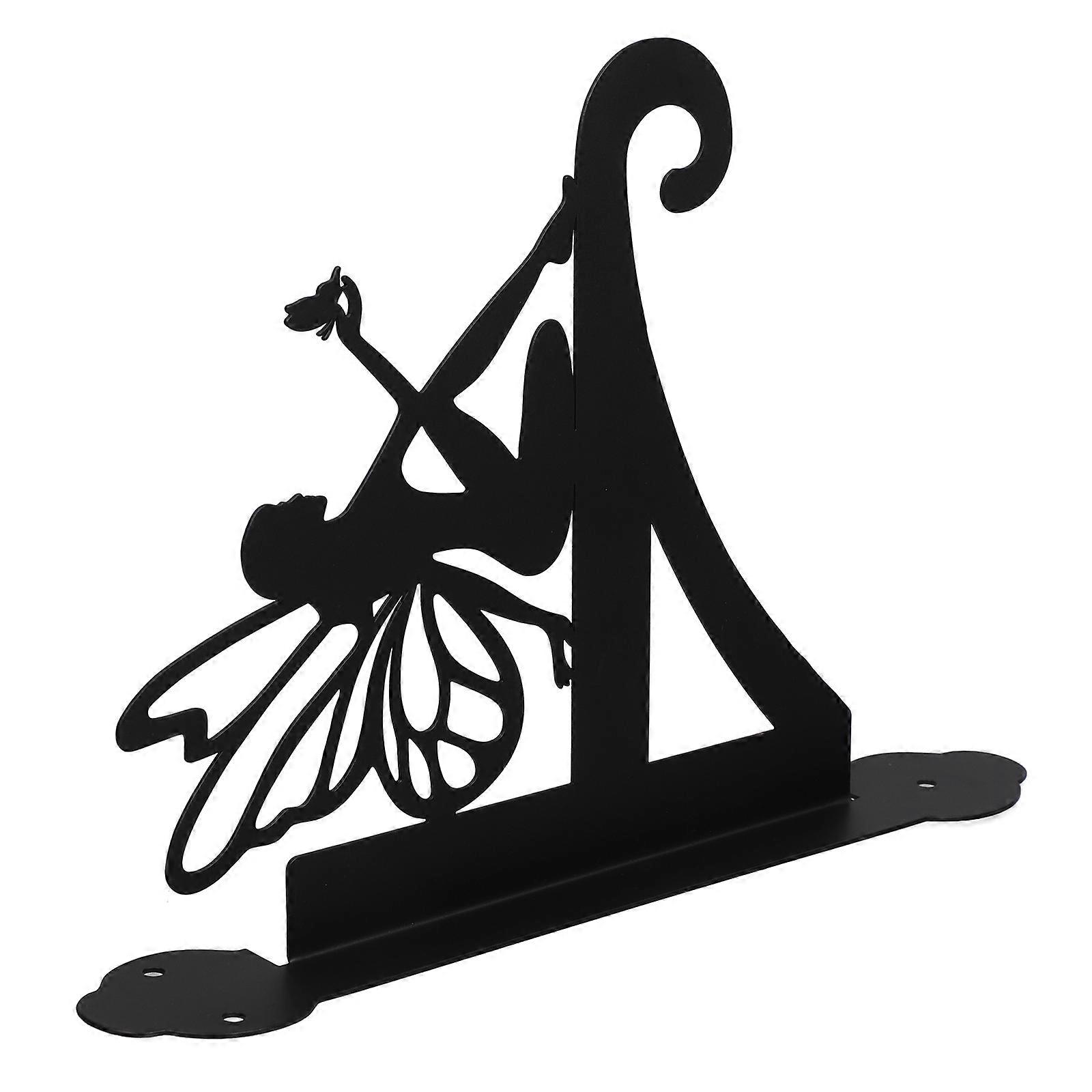 Black Iron Hanging Plant Bracket for Bird Feeder with Curved Hook