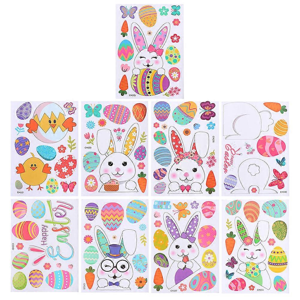 Window Decals Classic Easter Elements DIY Decoration No Residue 9Pcs
