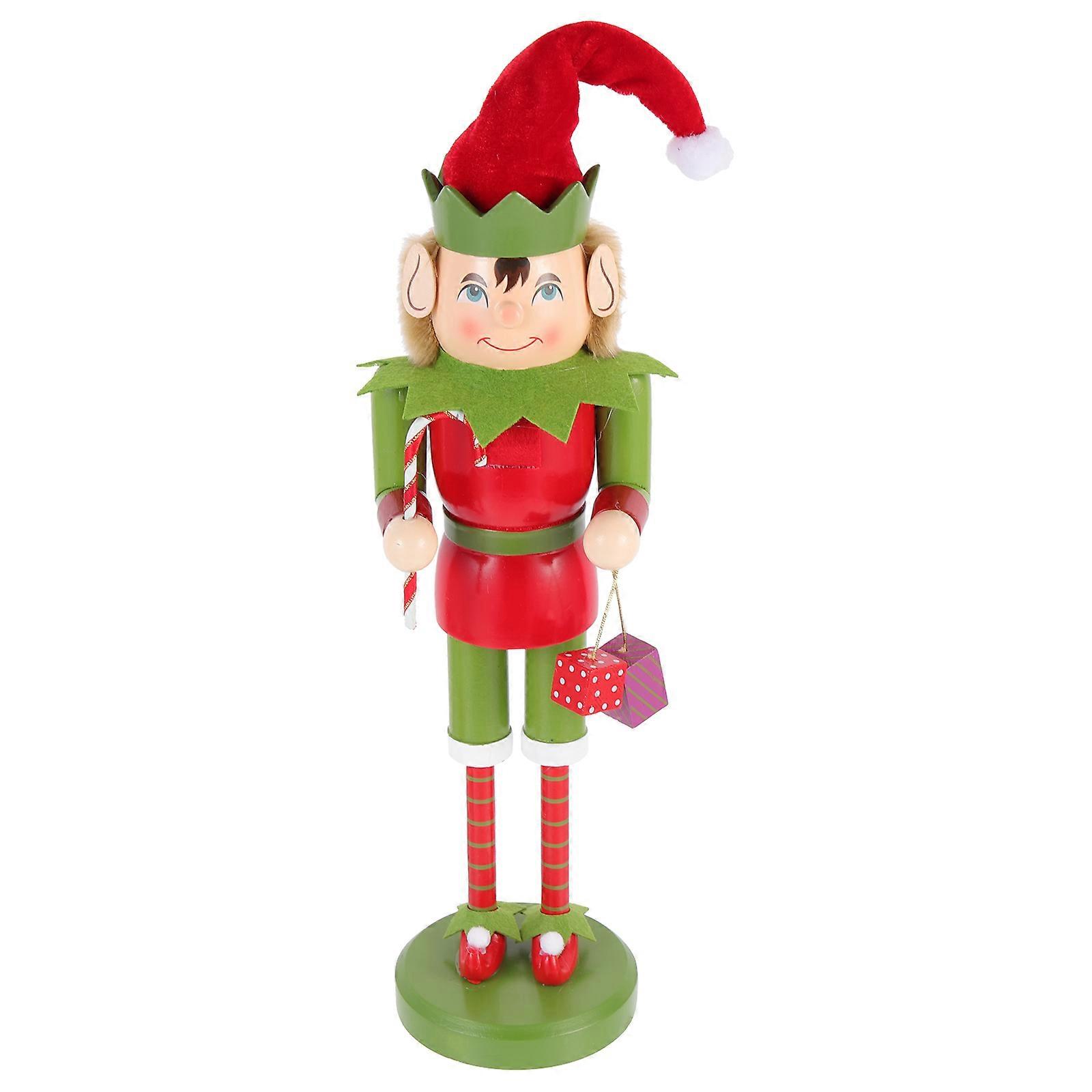 Desktop Nutcracker Craft Xmas Wood Nutcracker for Decor 2Pcs