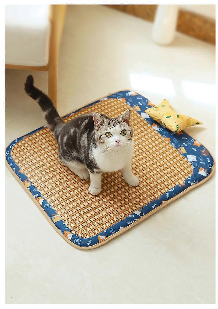 Liti��re rafra?chissante imperm��able pour chat, lit de couchage pour animaux de compagnie, canap�� carr��, degr�� de morsure, polym��res de rotin