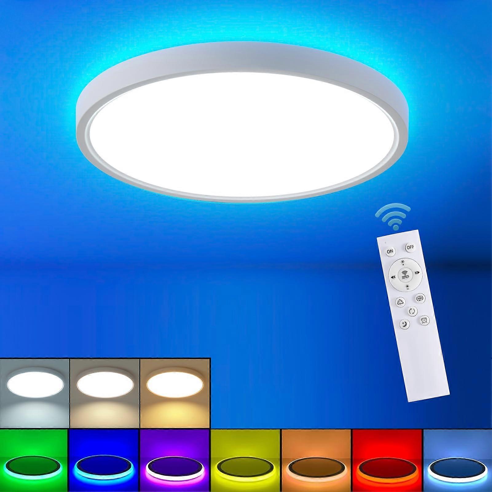 Smart LED RGB Ceiling Light 12Inch 36W Dimmable Flush Mount with Remote and App Control for Bedroom Kitchen