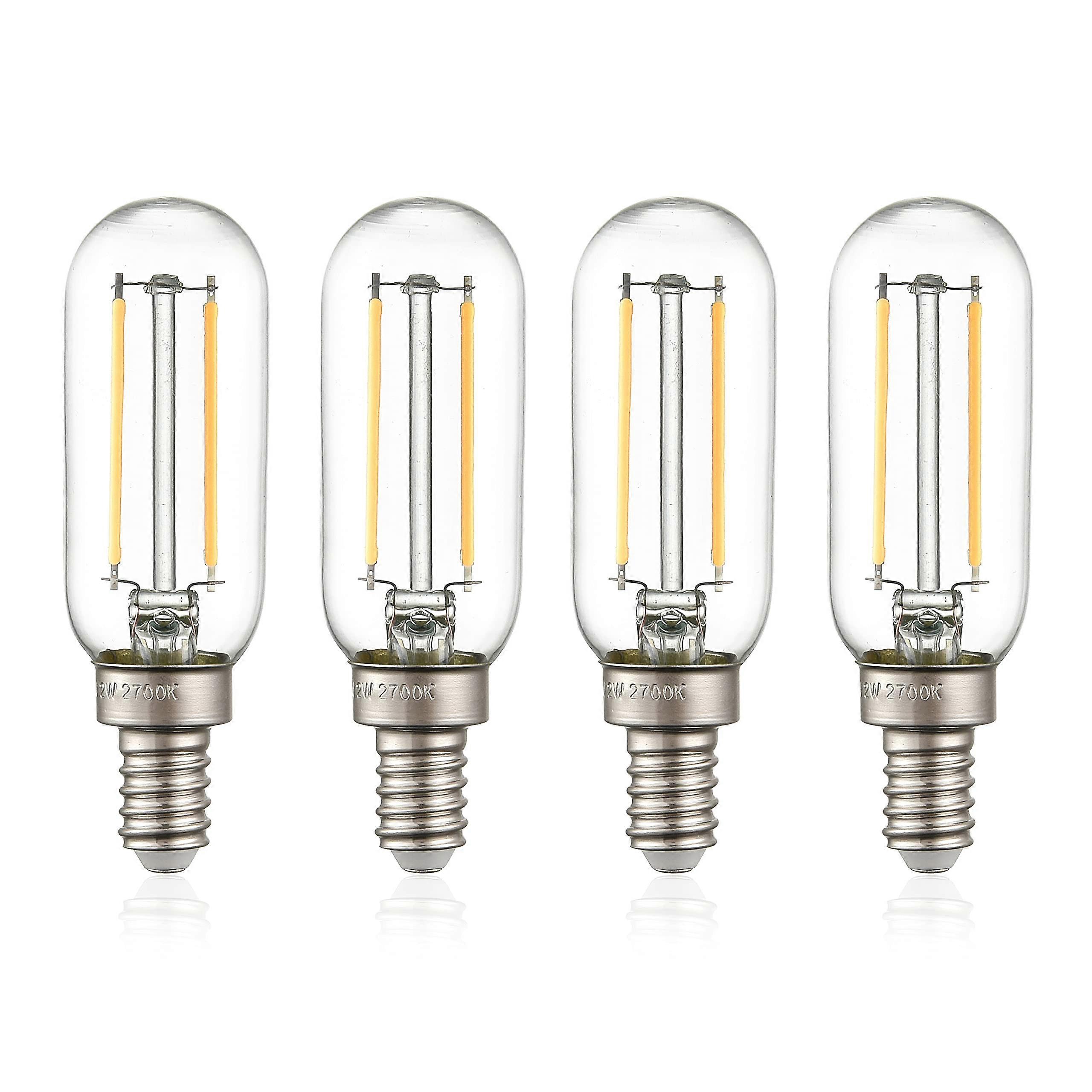 T8 Dimmable LED Filament Light Bulb E12 Base, Vintage Warm 2700K Glow, Energy Saving 2W, Set of 4
