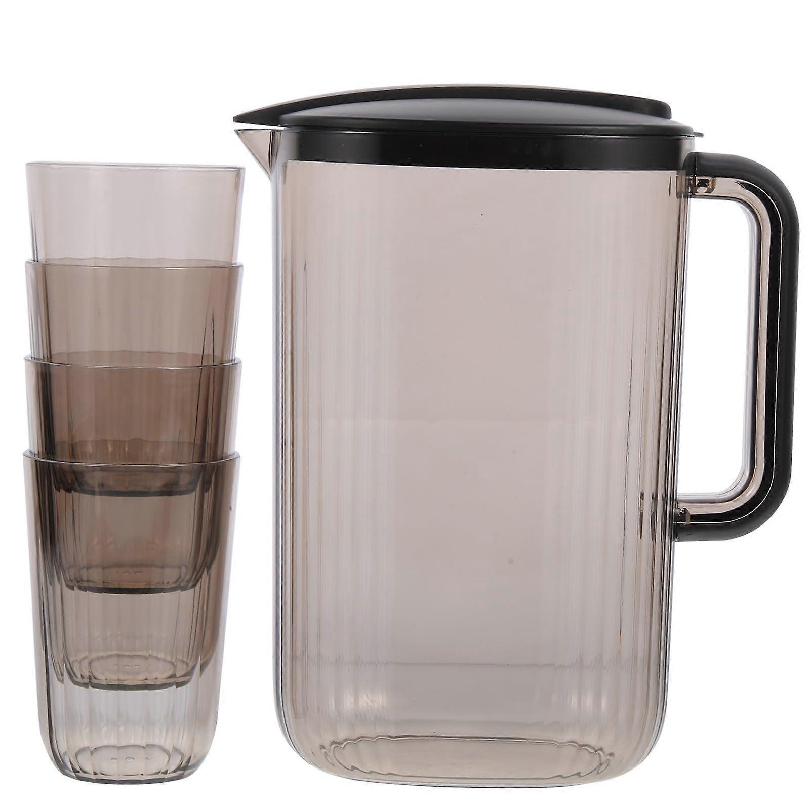 Large Capacity Clear Glass Water Pitcher with Lid and Cups for Cold Drinks Parties and Home Use