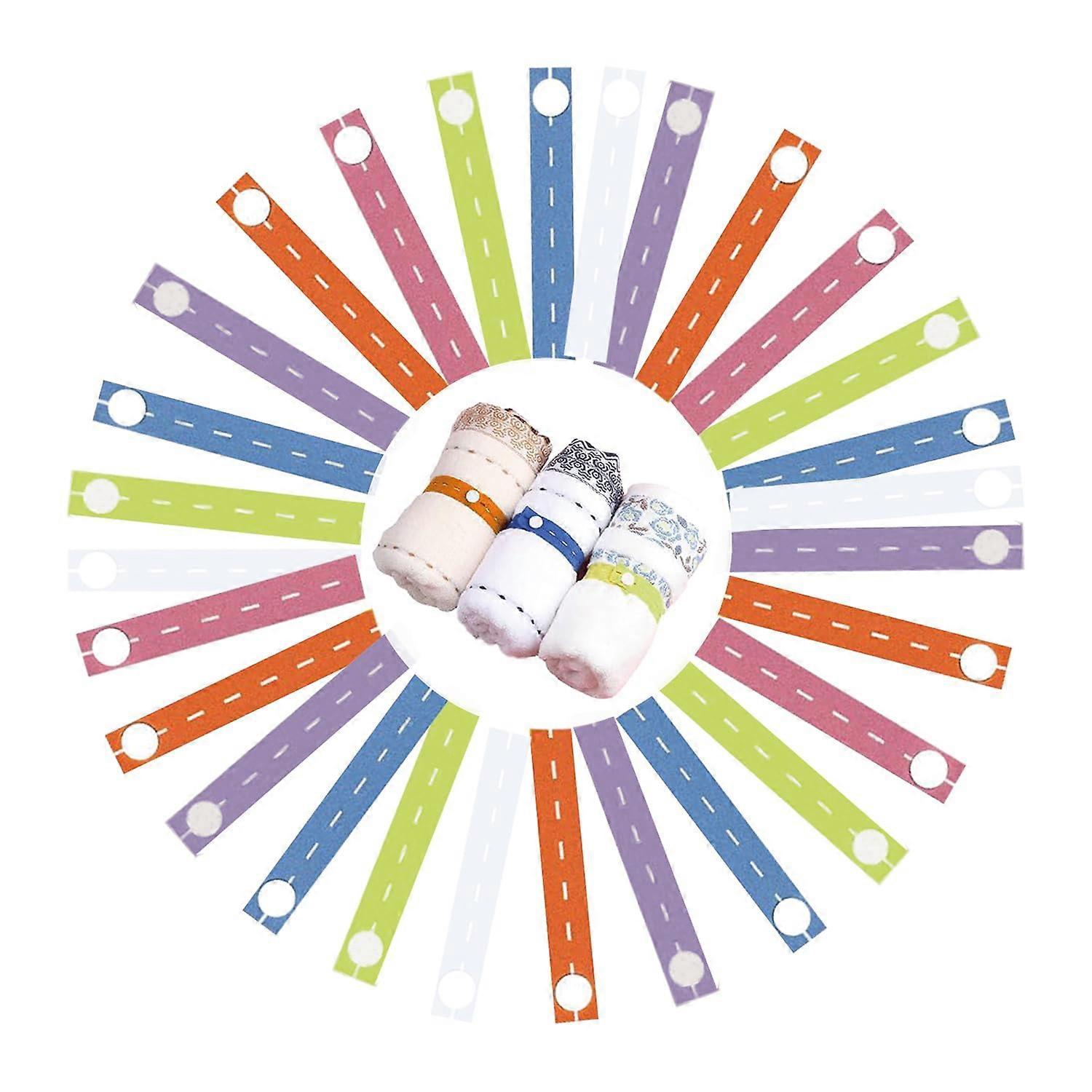 Clothes Organization Straps 28pcs Elastic Rollup Bands with Buttonholes Space Saving Travel Packing Straps