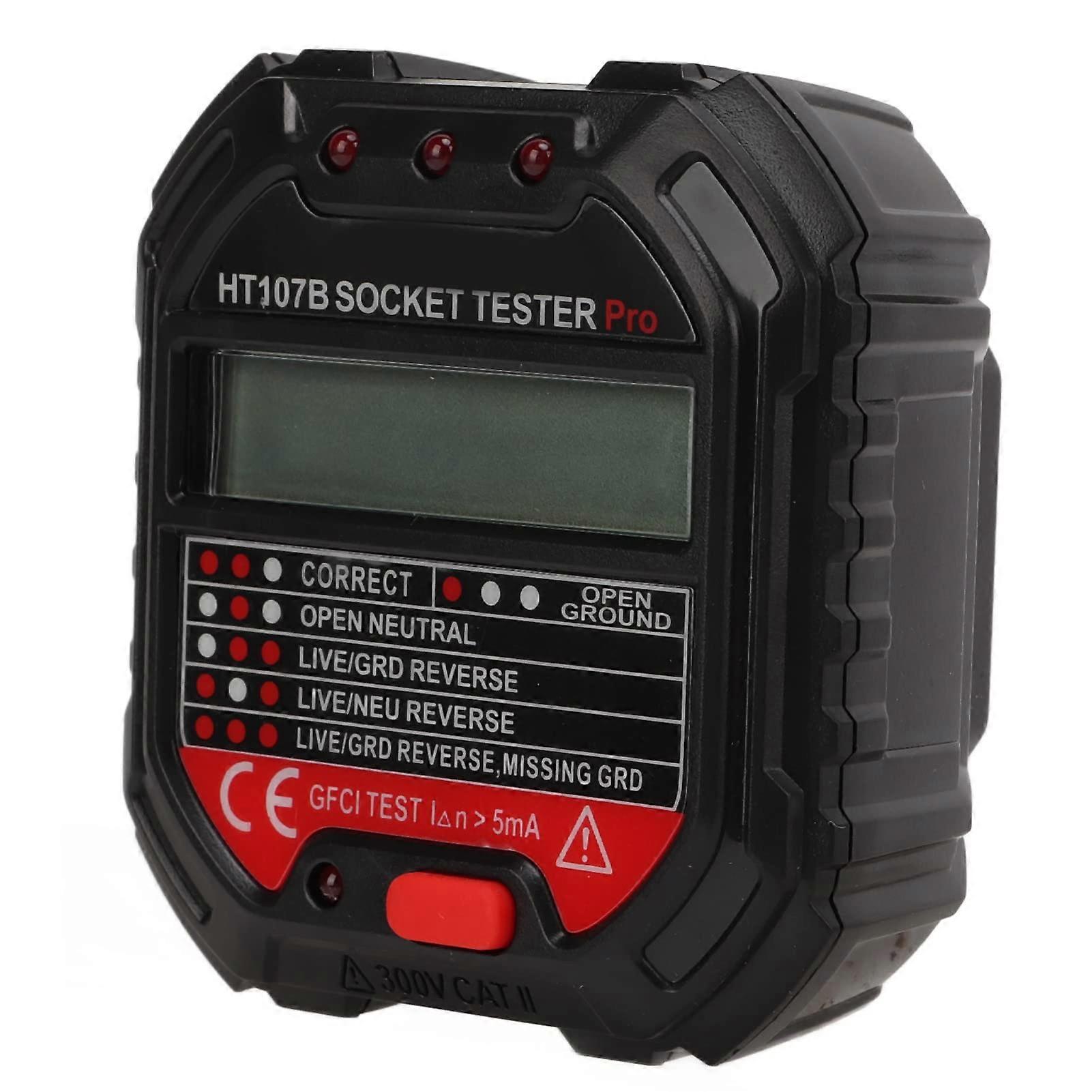 Socket Tester with Digital Display for AC Outlet Voltage and RCD Test, Durable Insulated Housing