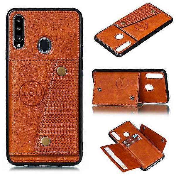 Compatible with Samsung Galaxy A20S - Case with Card Holder Light Brown