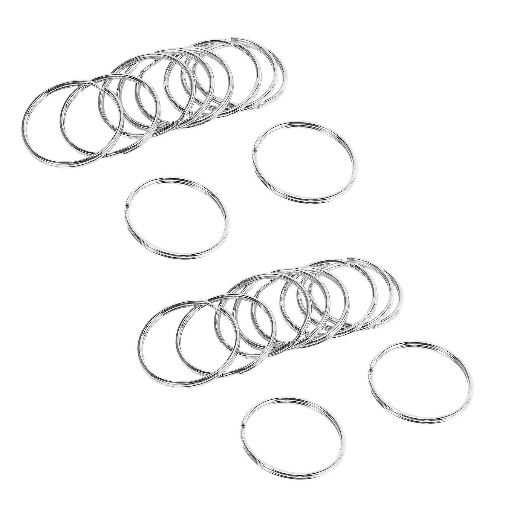 20X Quality 50mm Keyring Split Ring Set Heavy Duty Large Nickel Key Loop Sprung Hoop