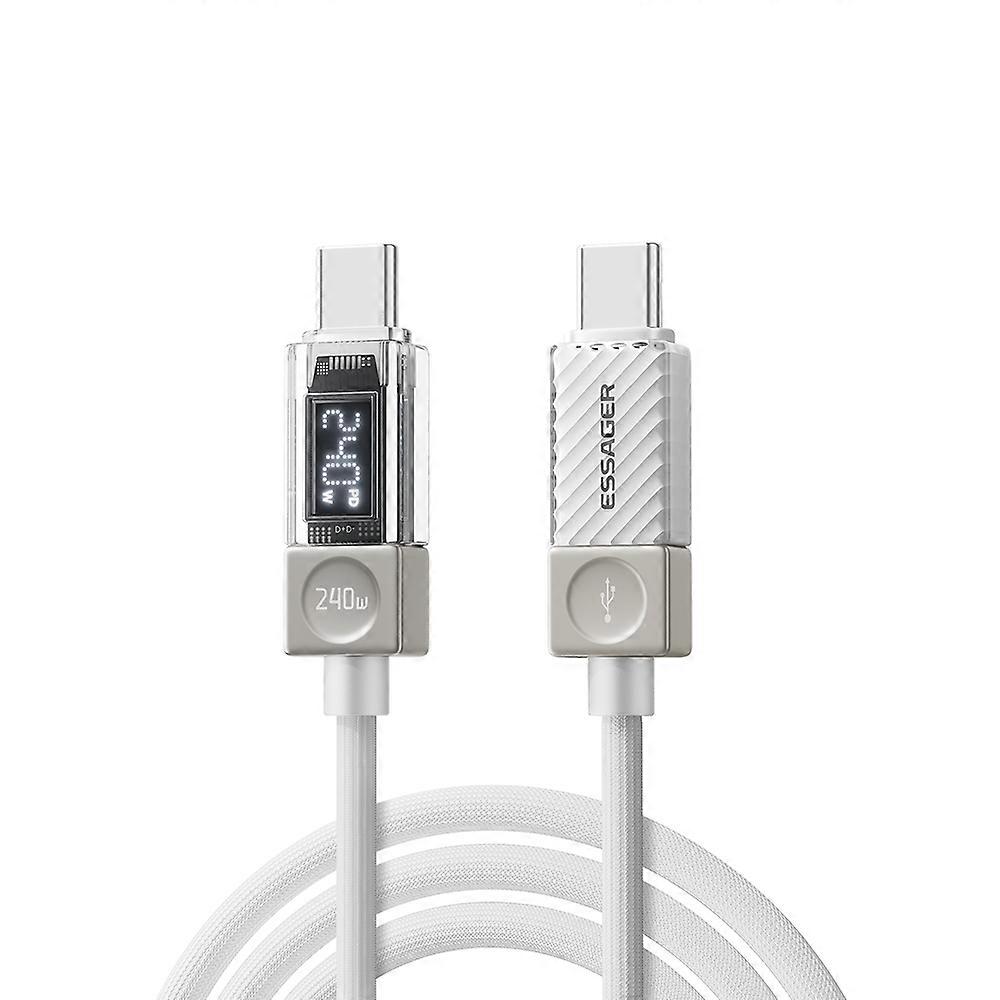 ESSAGER 2m Type-C to Type-C Charging Cable 100W Transparent Digital Display Data Cable