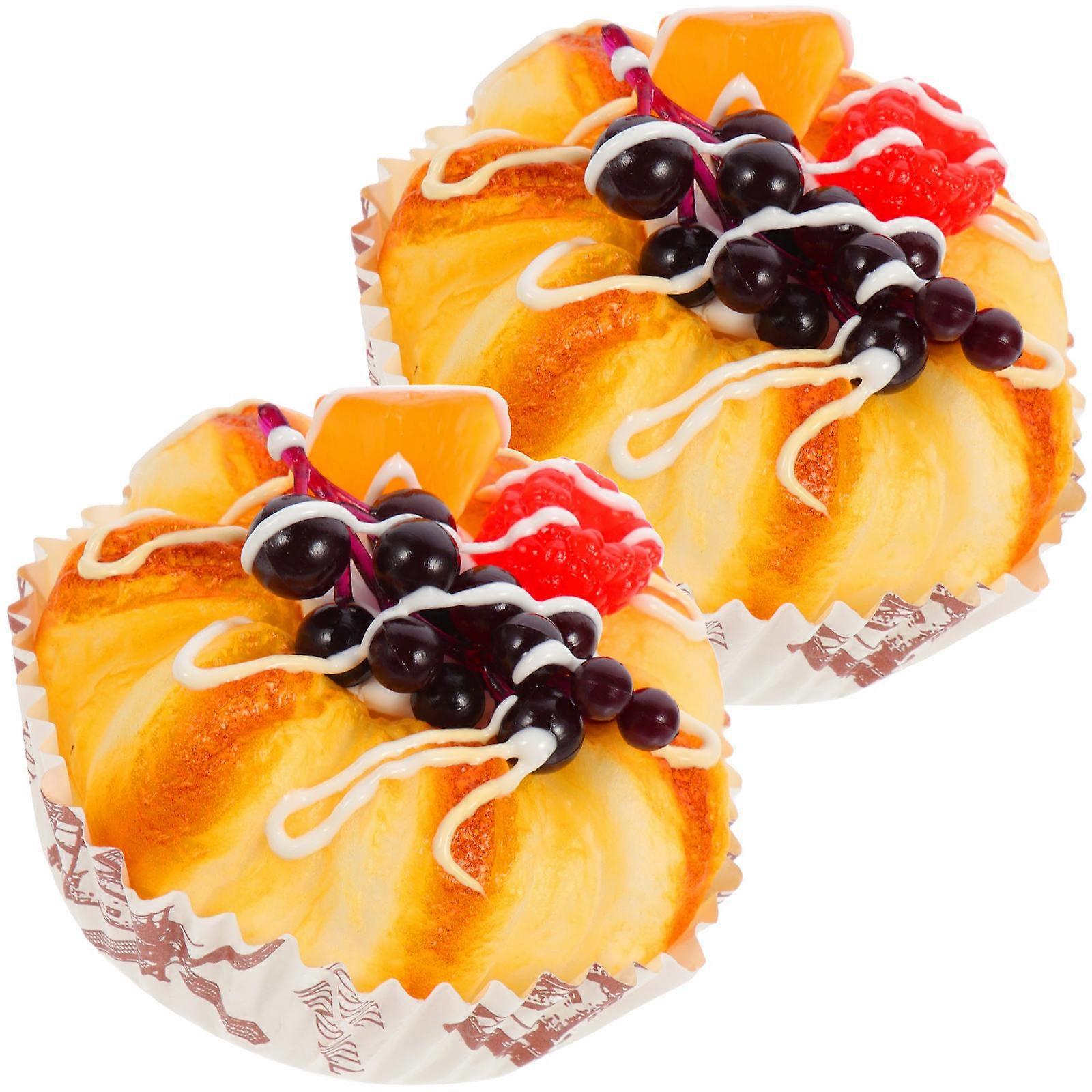Fake Cake Model for Decoration 2Pcs PU Artificial Cake Prop