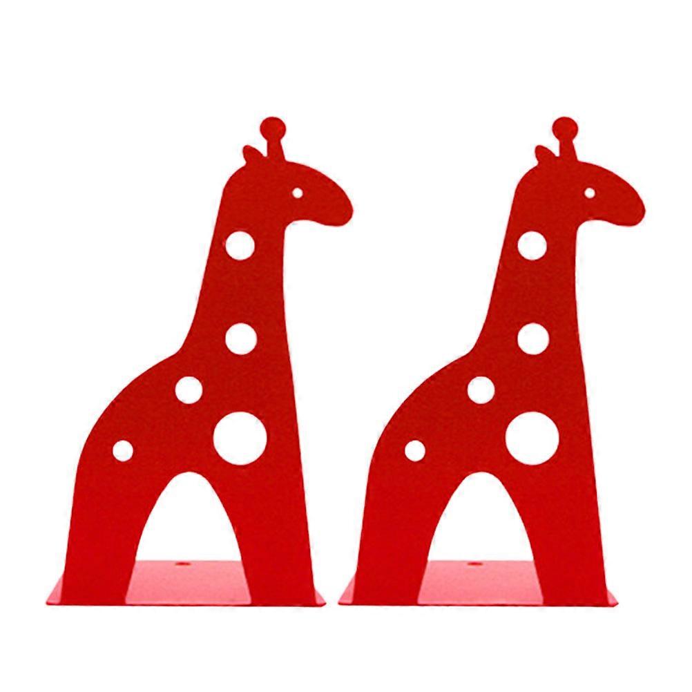 Red Creative Giraffe Book Stand Metal Bookend for Book Use 2Pcs
