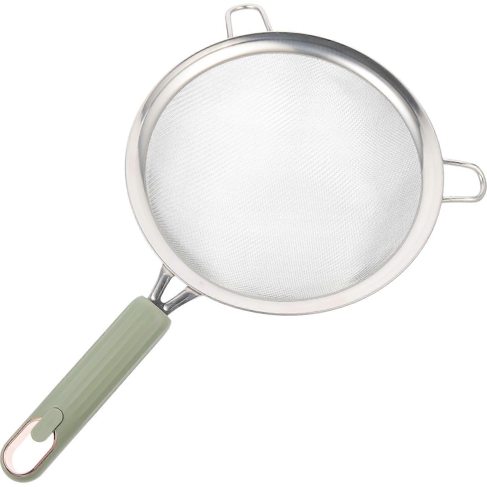 Flour Strainer Household Straining Basket for Kitchen Use with Green Handle
