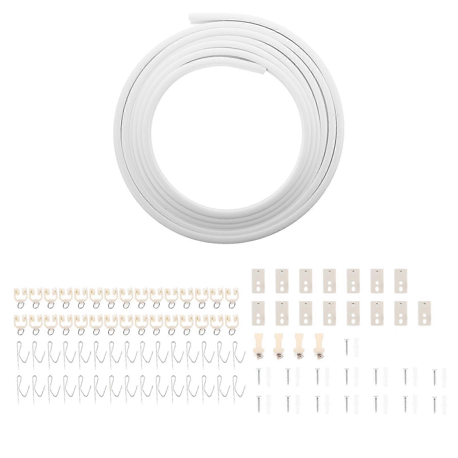 Ceiling Curtain Track Flexible Rail for Bay Window Use 1Set White