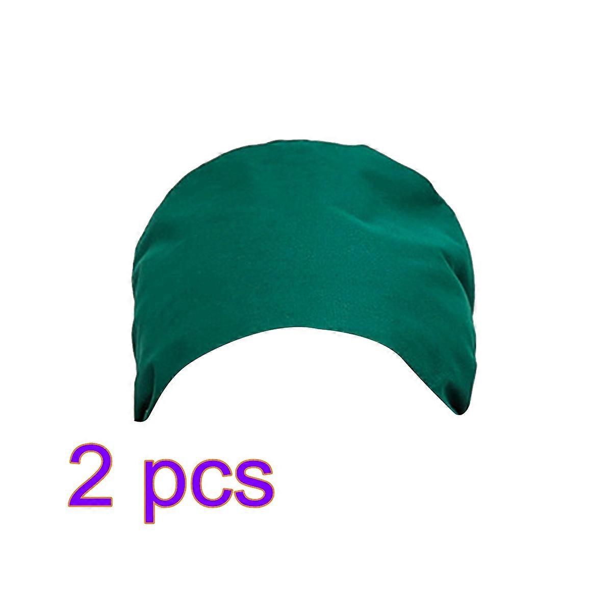 Nurse Cap Cotton Operating Room Hat for Working Use 2Pcs Set Green