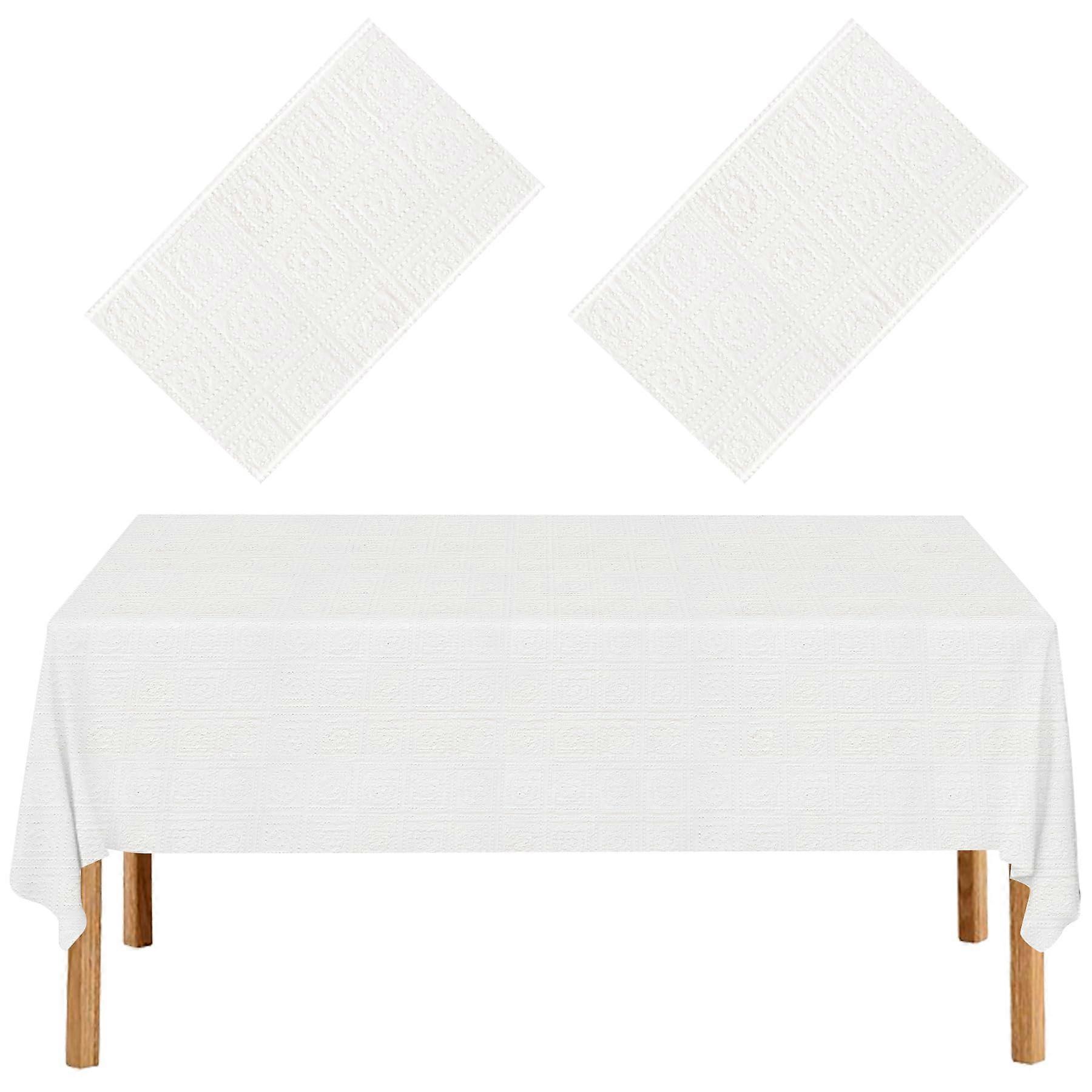 White Disposable Paper Tablecloths 2 Pack 54x108 SpillProof 3Ply for Rectangle Party Wedding