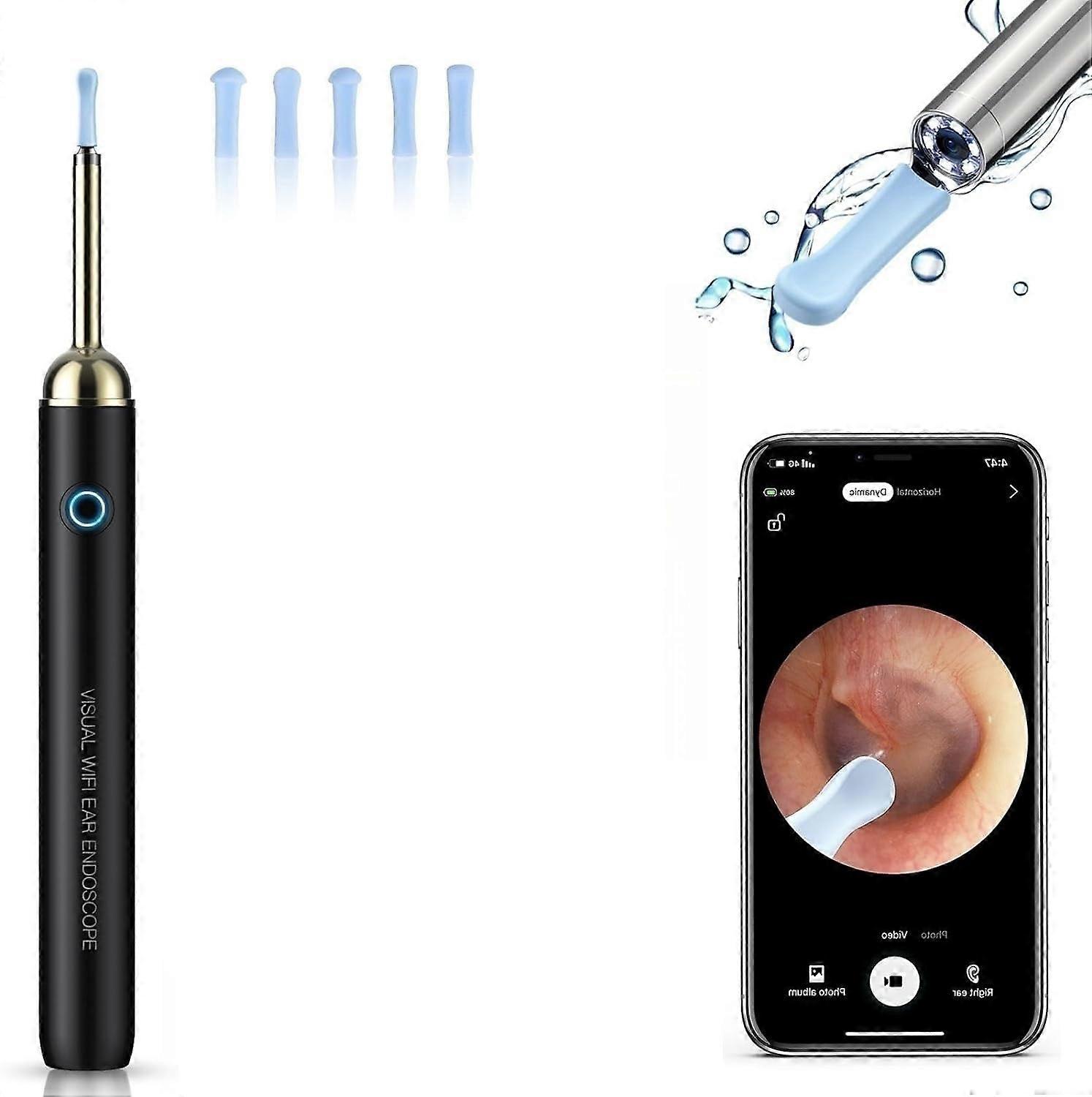 Ear Wax Removal Camera Kit with 1080P HD, Rotatable Scoops, IP67 Waterproof, iOS Android