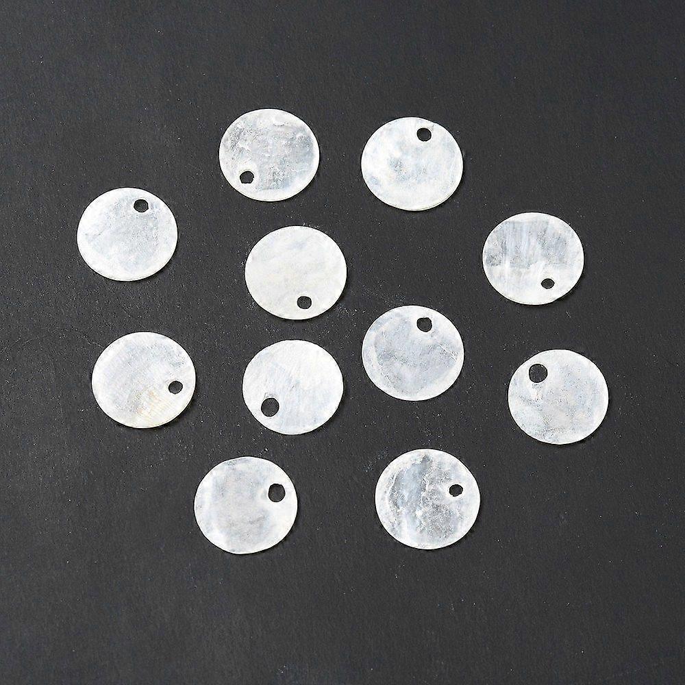 Natural Capiz Shell Charms Flat Round White 11x0.9mm Hole: 1.5mm