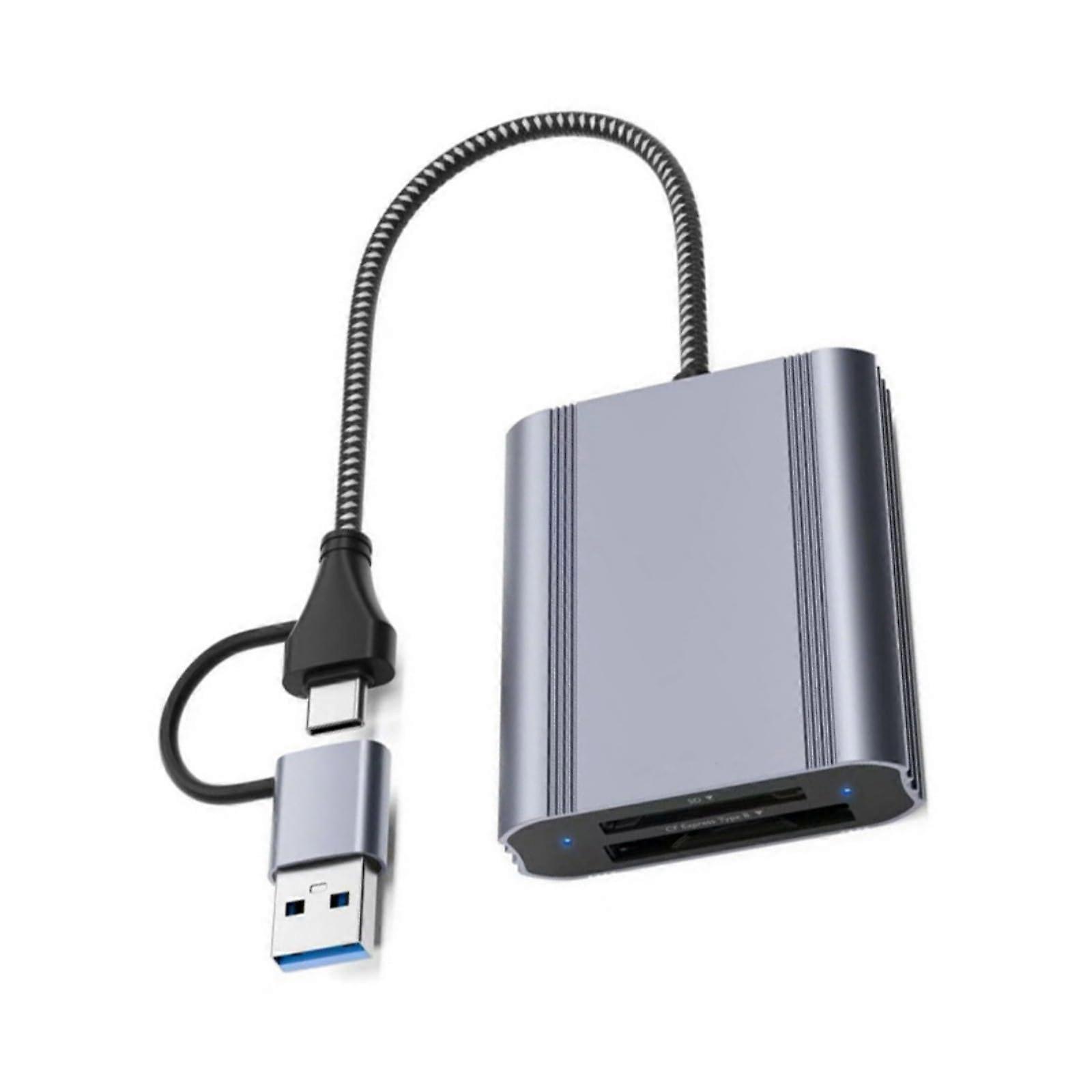 USB C and USB A Card Reader 10Gbps Dual Port  Speed Aluminum Memory Card Reader