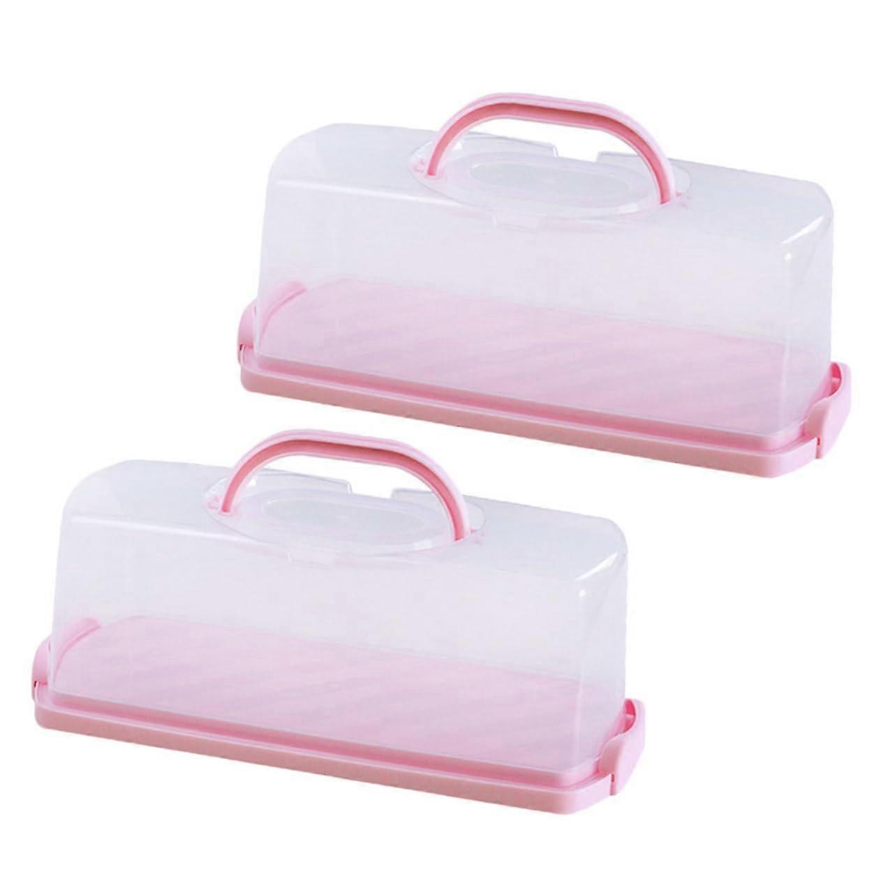 2pcs Bread Storage Containers with Transparent Lid Rectangular Loaf Keeper for Travel and Snacks
