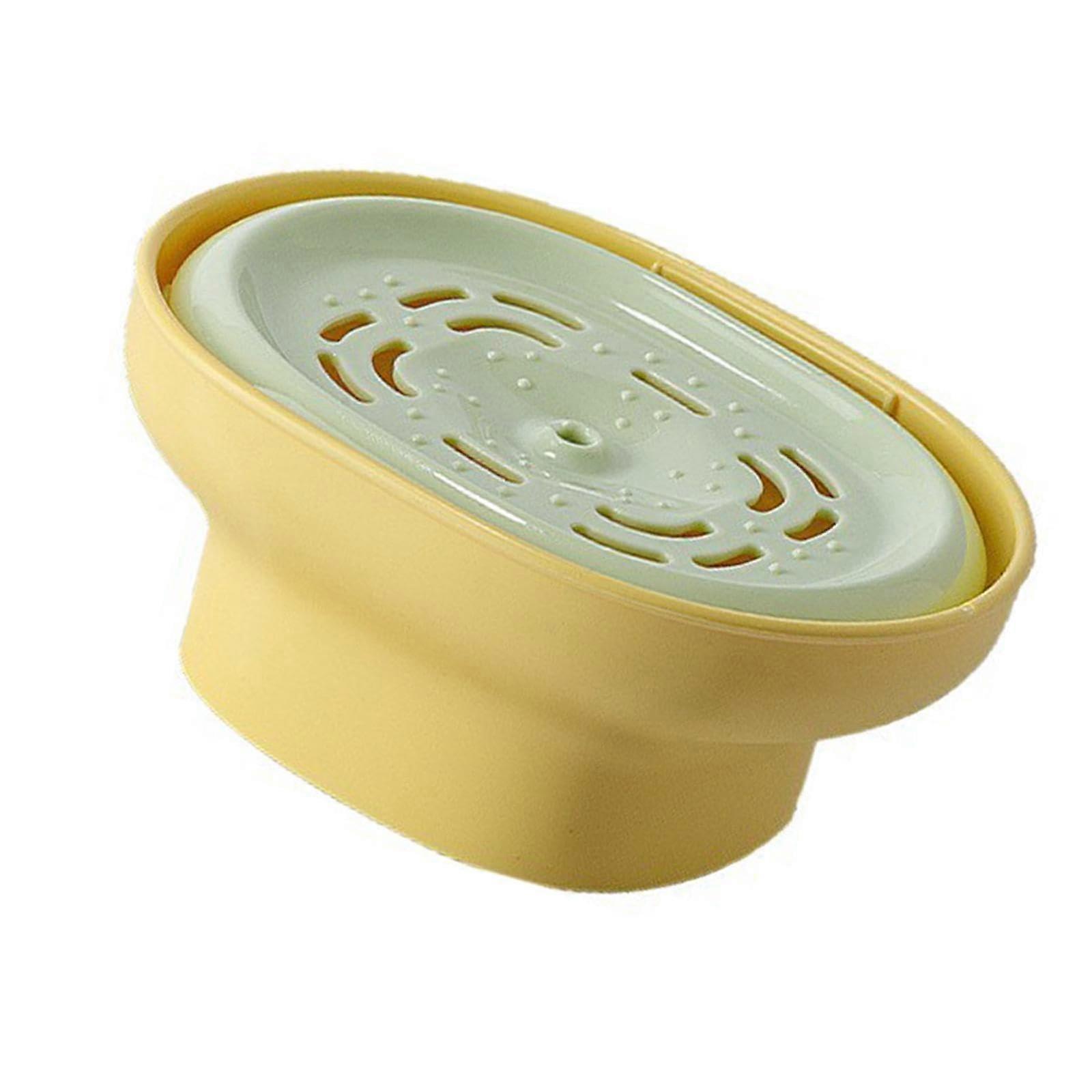 Dish Soap Dispenser with Sponge Holder, Controlled Liquid Pump for Kitchen Sink, Yellow