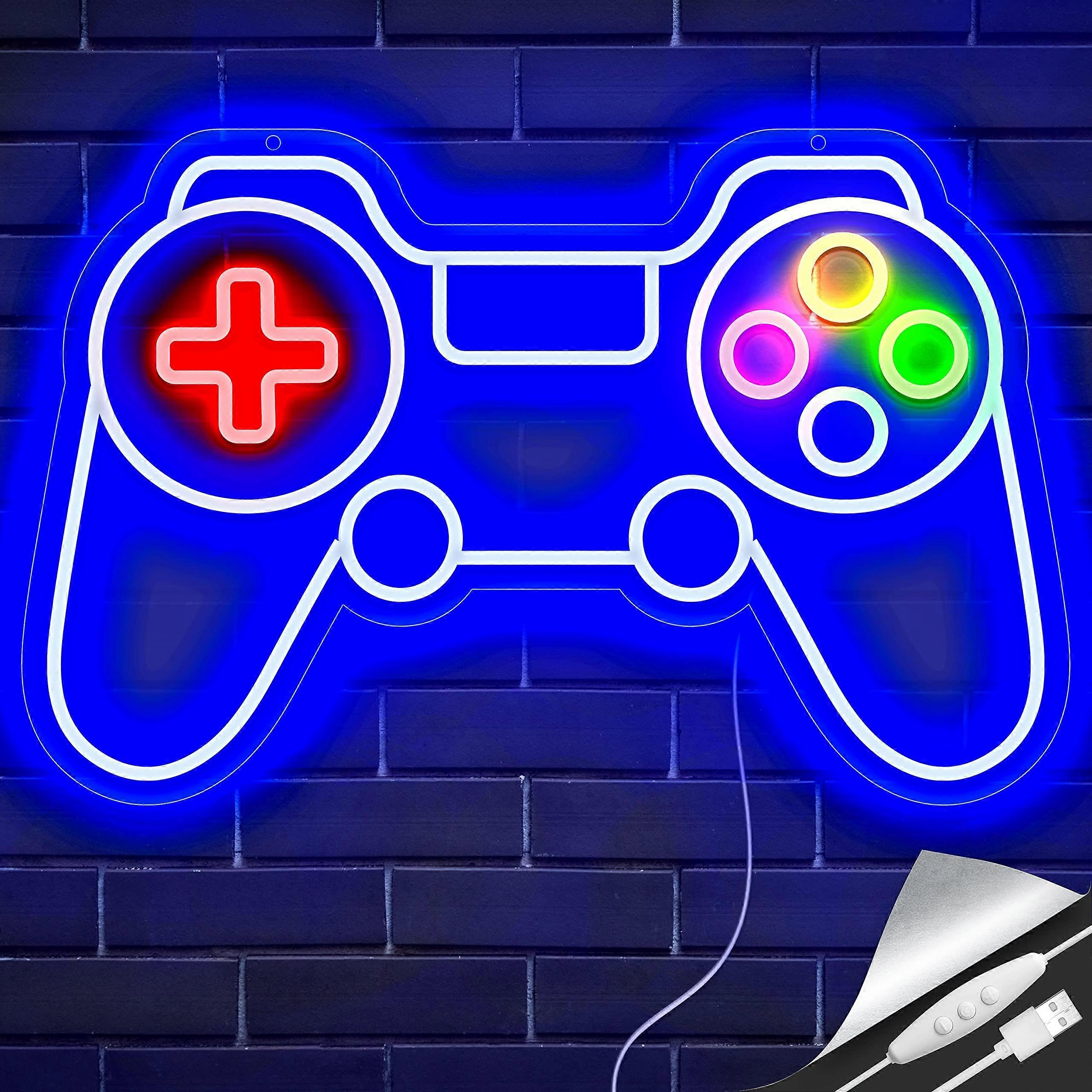 Gaming Neon Sign Game Controller LED Wall Decor USB Powered Bright Dimmable Light for Boys Room
