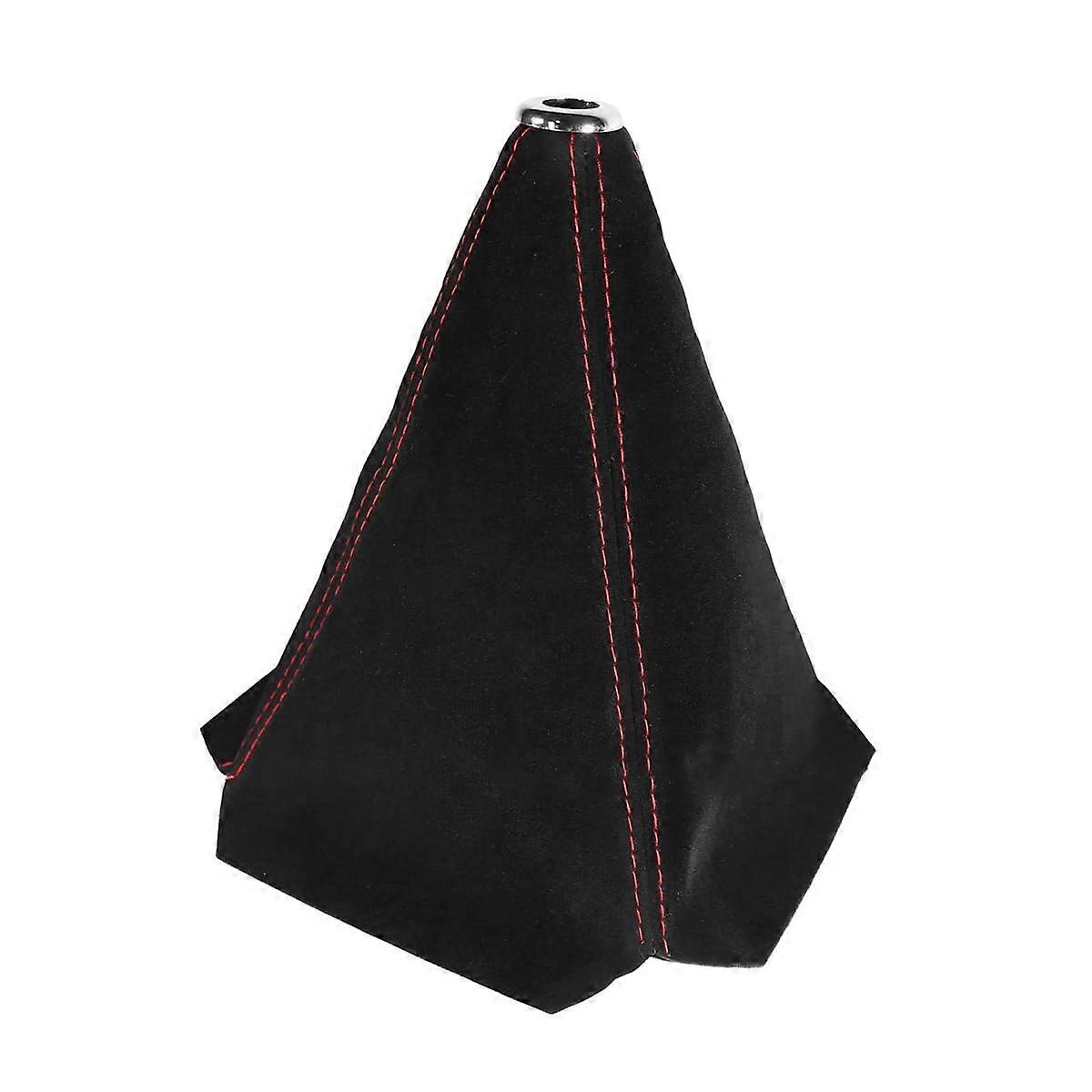 Car Shift Boot Cover Suede Leather Black Red Dustproof Universal Fit for Manual and Automatic