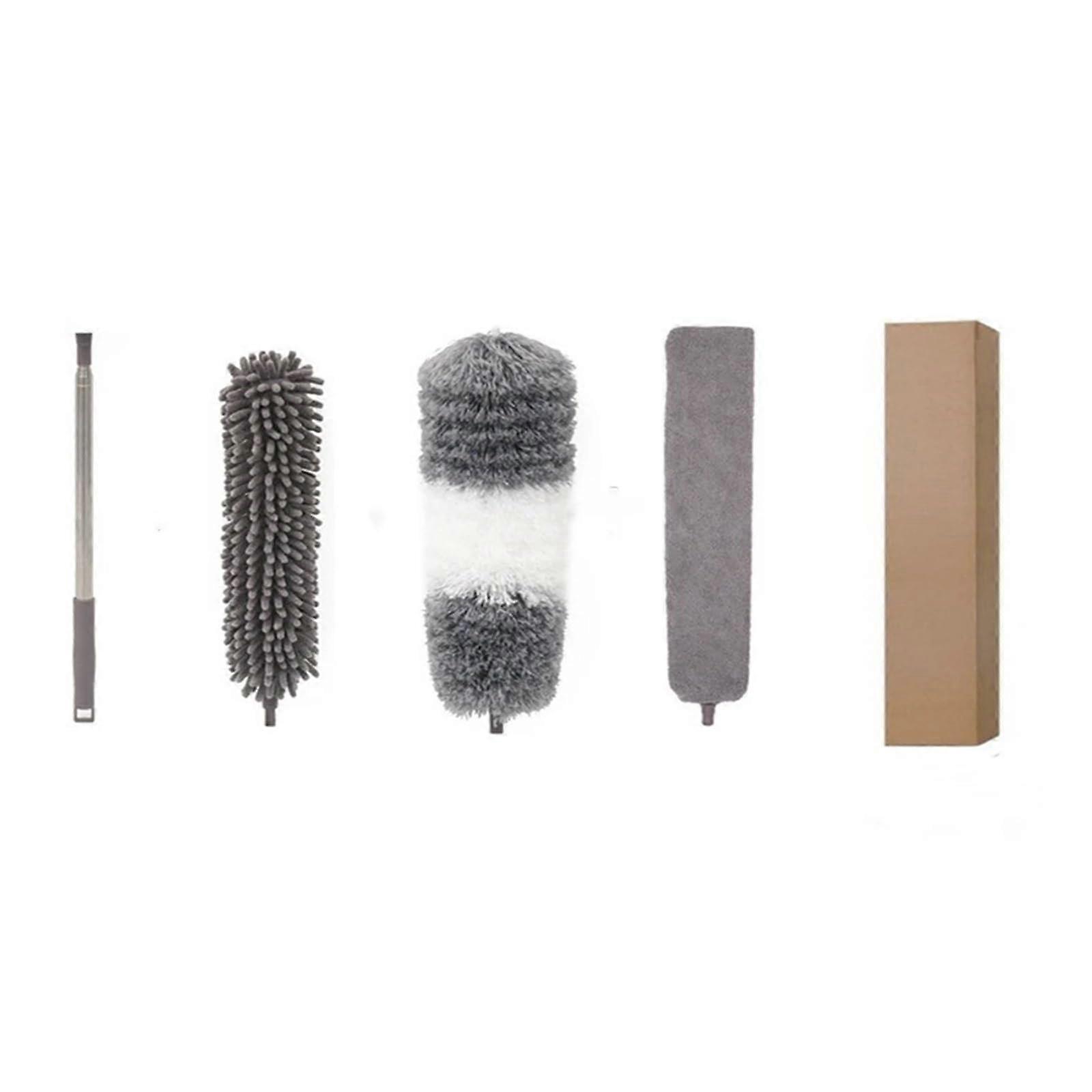 Telescopic Extendable Microfiber Duster 250cm Long Handle for  Ceilings Spider Web Removal 4pcs Grey White