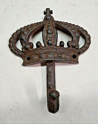 Vintage Cast Iron Crown Wall Hook Rustic King Queen Single Hook for Kitchen Bath Towels Hats