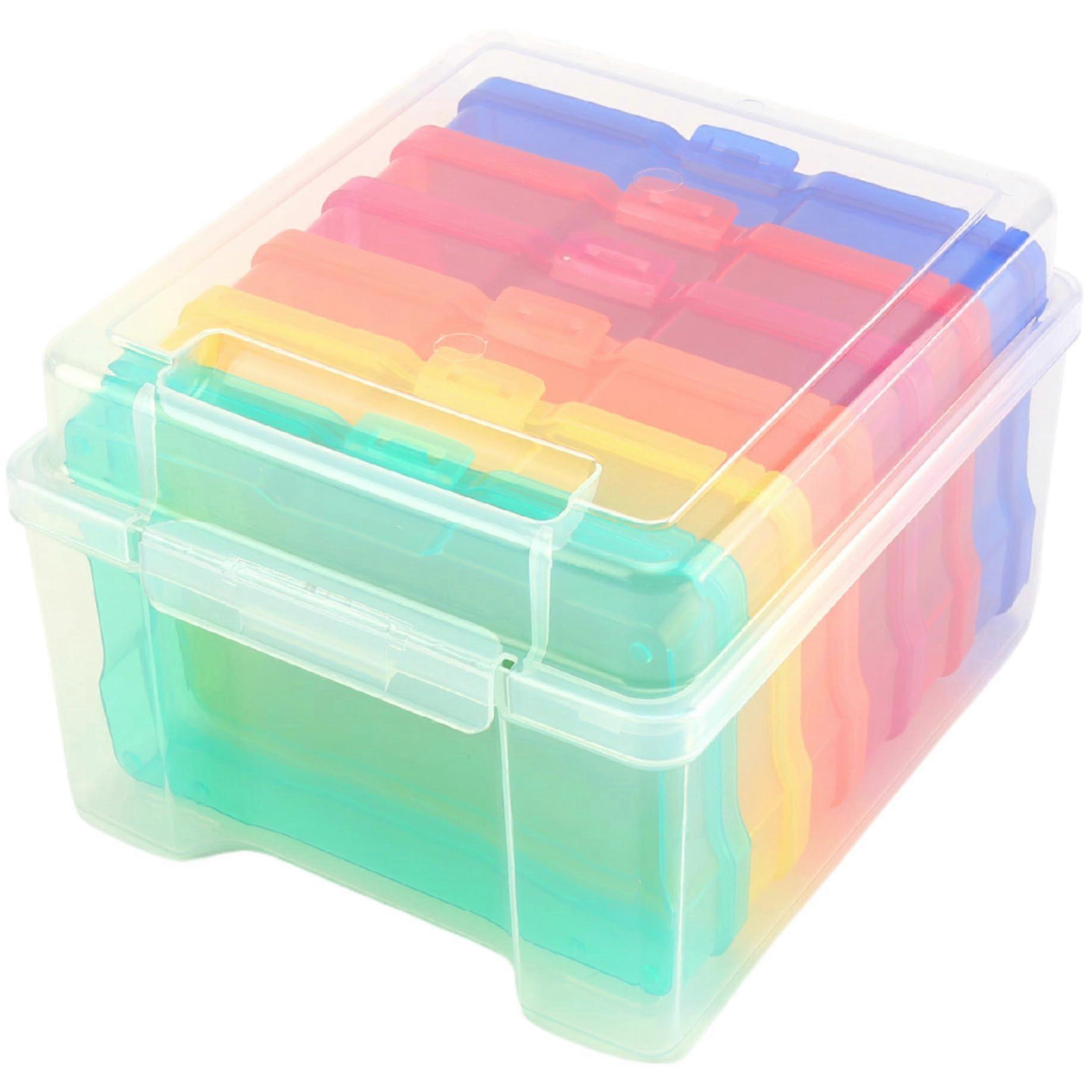 Clear 4x6 Photo Storage Box Set, Stackable Photo Organizer with Secure Buckle Closure for Crafts