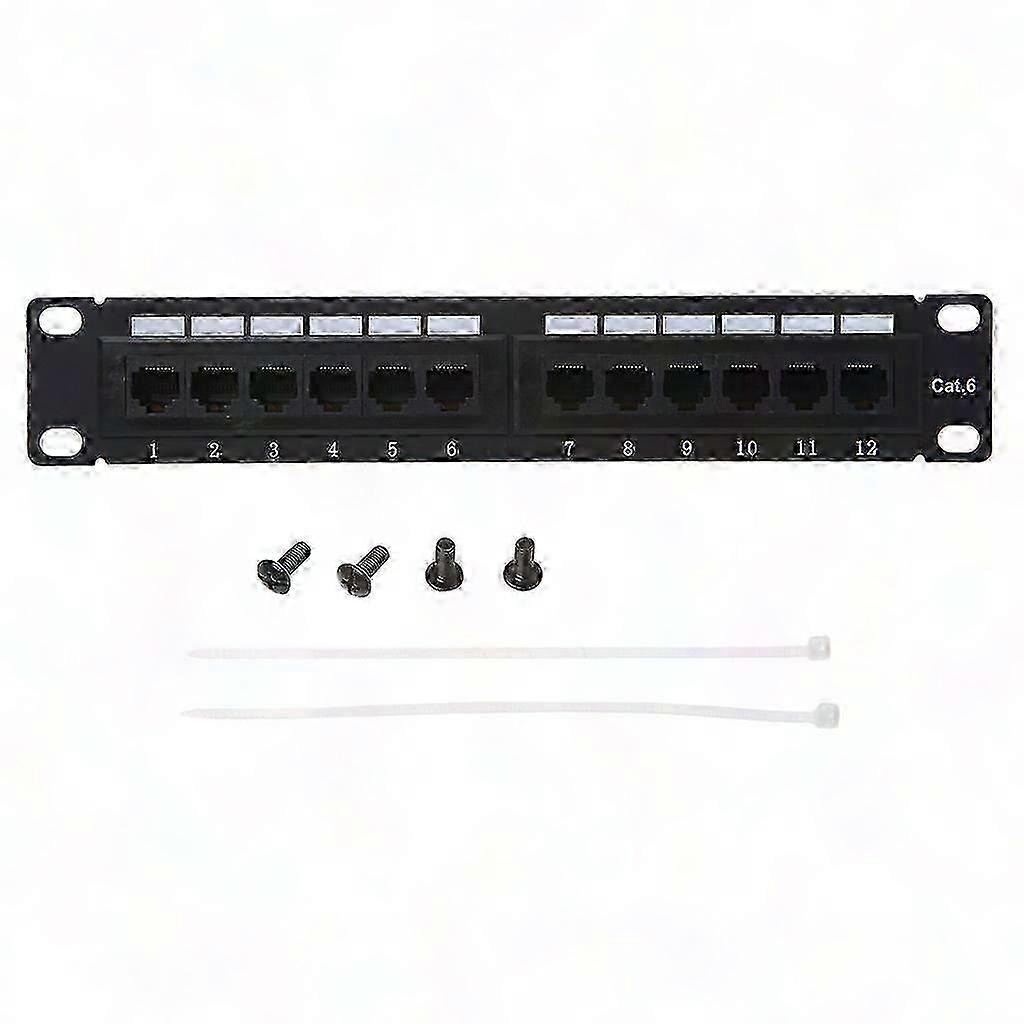 12-Port CAT6 RJ45 Patch Panel Kit for Wall or Rack Mount