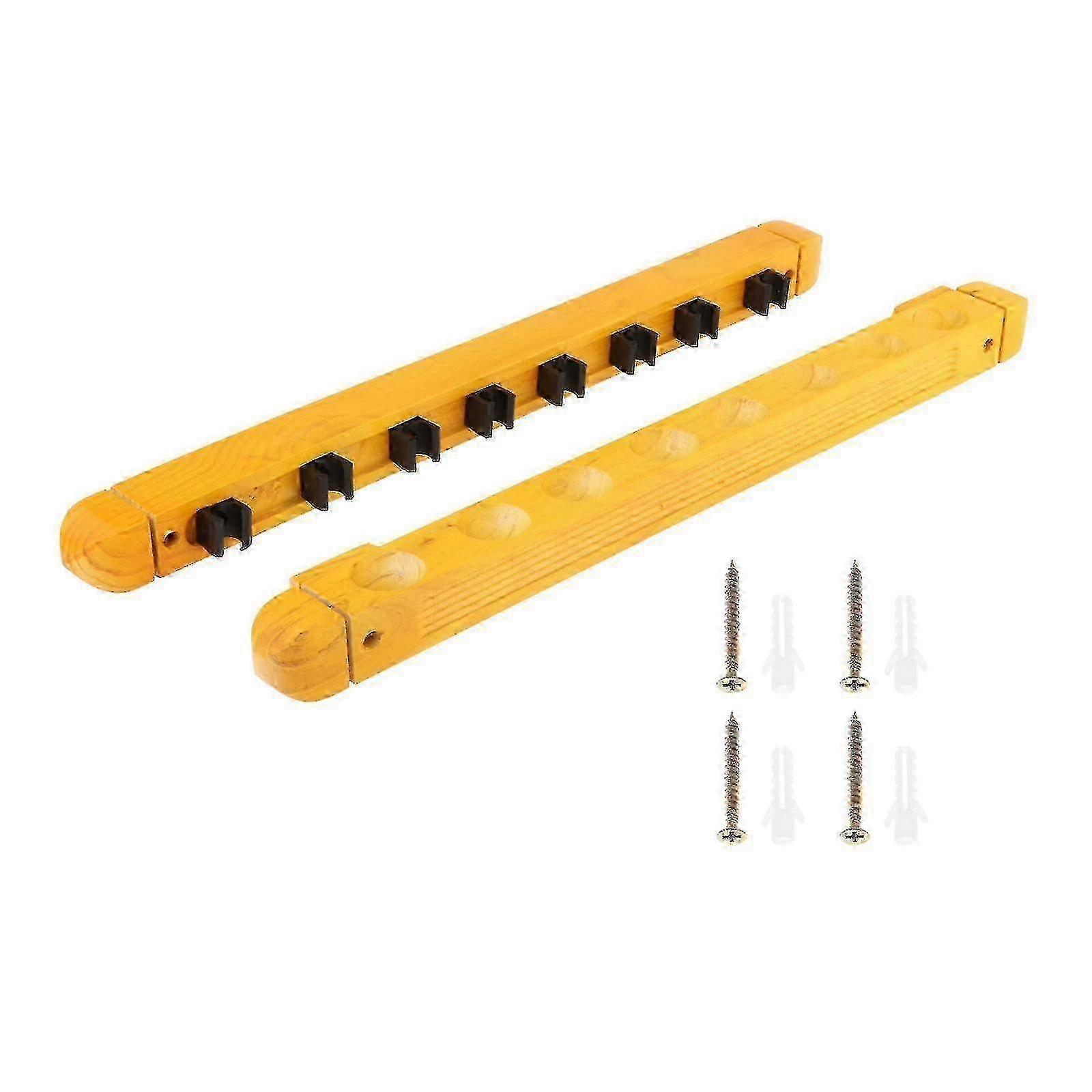 Solid Wood Pool Cue Rack with 8 Billiard Balls and Wall Mountable Rest