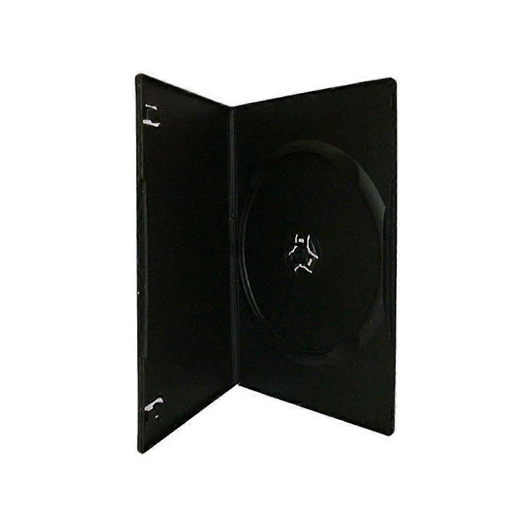 7mm Slim Black Single CD DVD Storage Case 10 Pack with Secure Snap Closure and Sleeve
