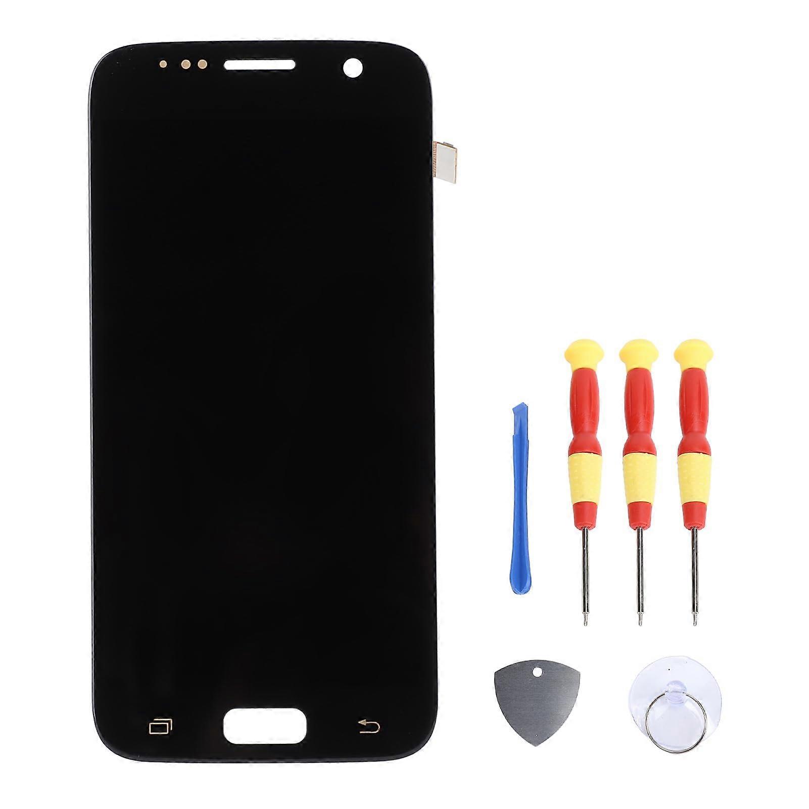 Screen Replacement with Frame TFT Display Touch Screen Assembly  Kit Black for Samsung Galaxy S7