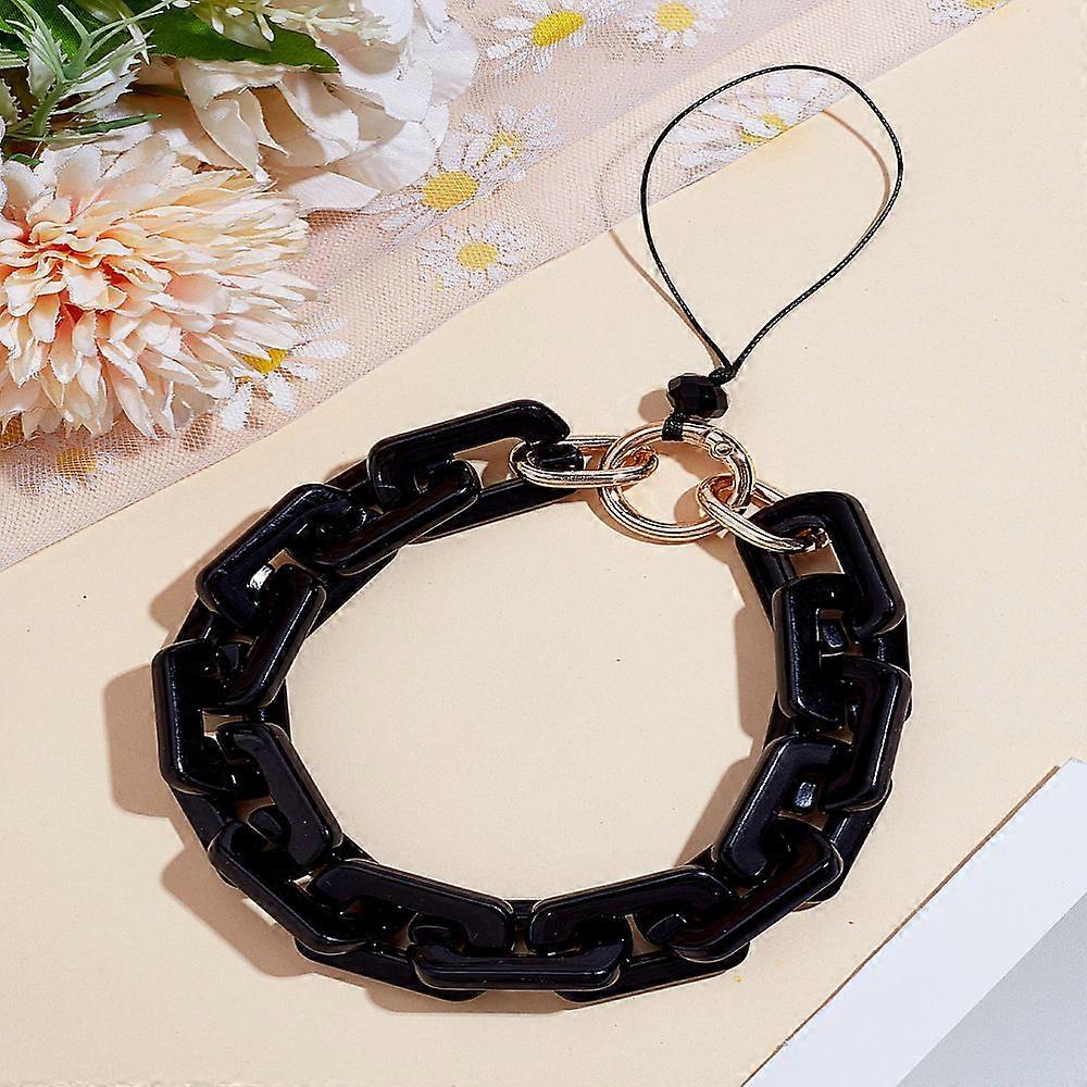 1pc Alloy Acrylic Mobile Straps Chain Shape Black 260mm