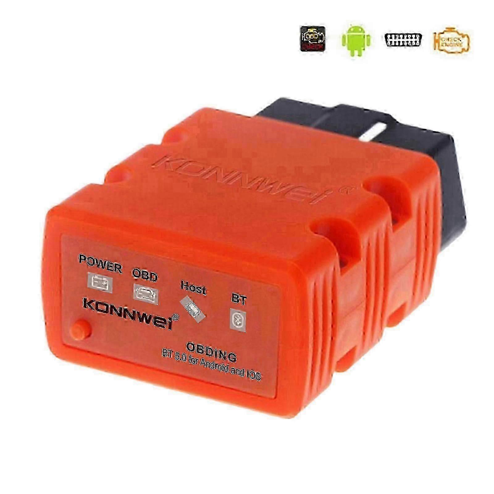 (Orange)Bluetooth OBD2 OBDII Automotive Scanner For Android Torque Car Fault Code Reader black