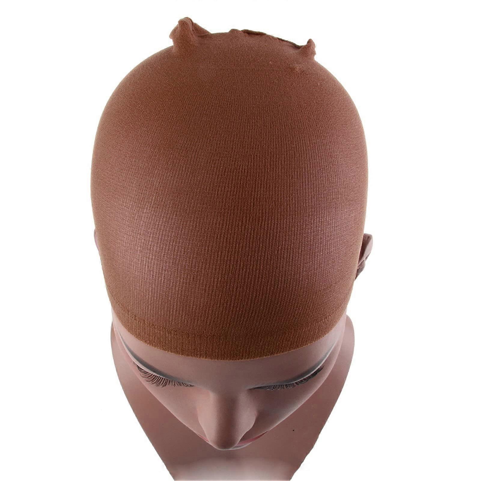 Dark Brown Breathable Nylon Wig Cap 2Pack with Elastic Band for Secure Comfortable Fit