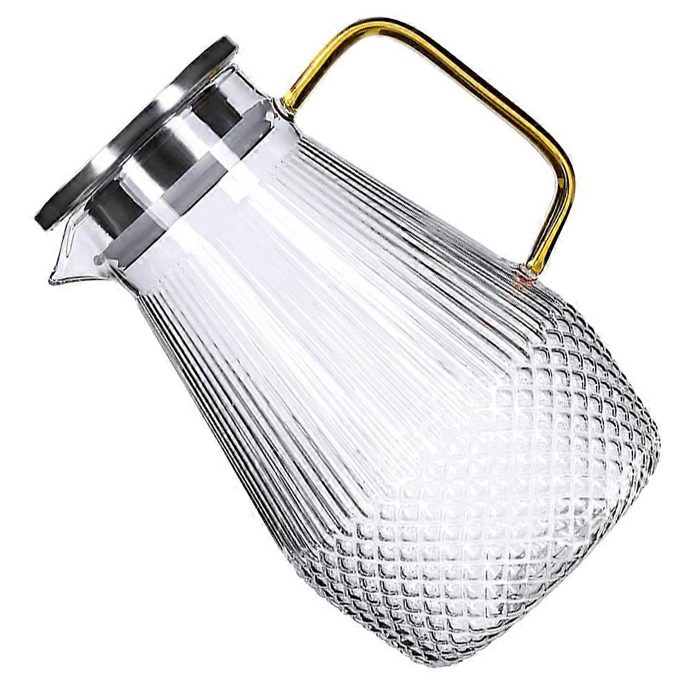 Glass Pitcher with Vertically Textured Diamond Design for Storage Use 1Pcs