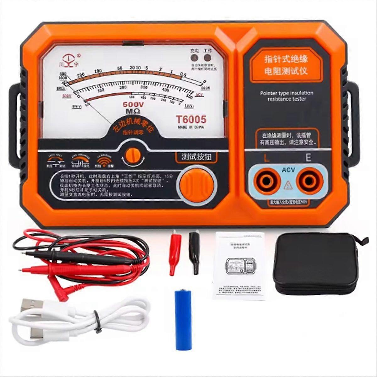 T6005 USB oppladbar 500V isolasjonstester