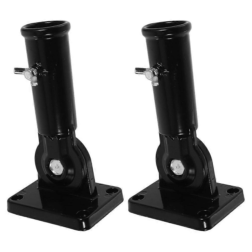 2Pcs Versatile Use Wear Resistant Black Rectangular Flagpole Mounting Bracket 16.0x6.0x6.0in