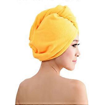 Dames zachte microvezel haardroogmuts, douchemuts, badhanddoek, hoofddoek, geel