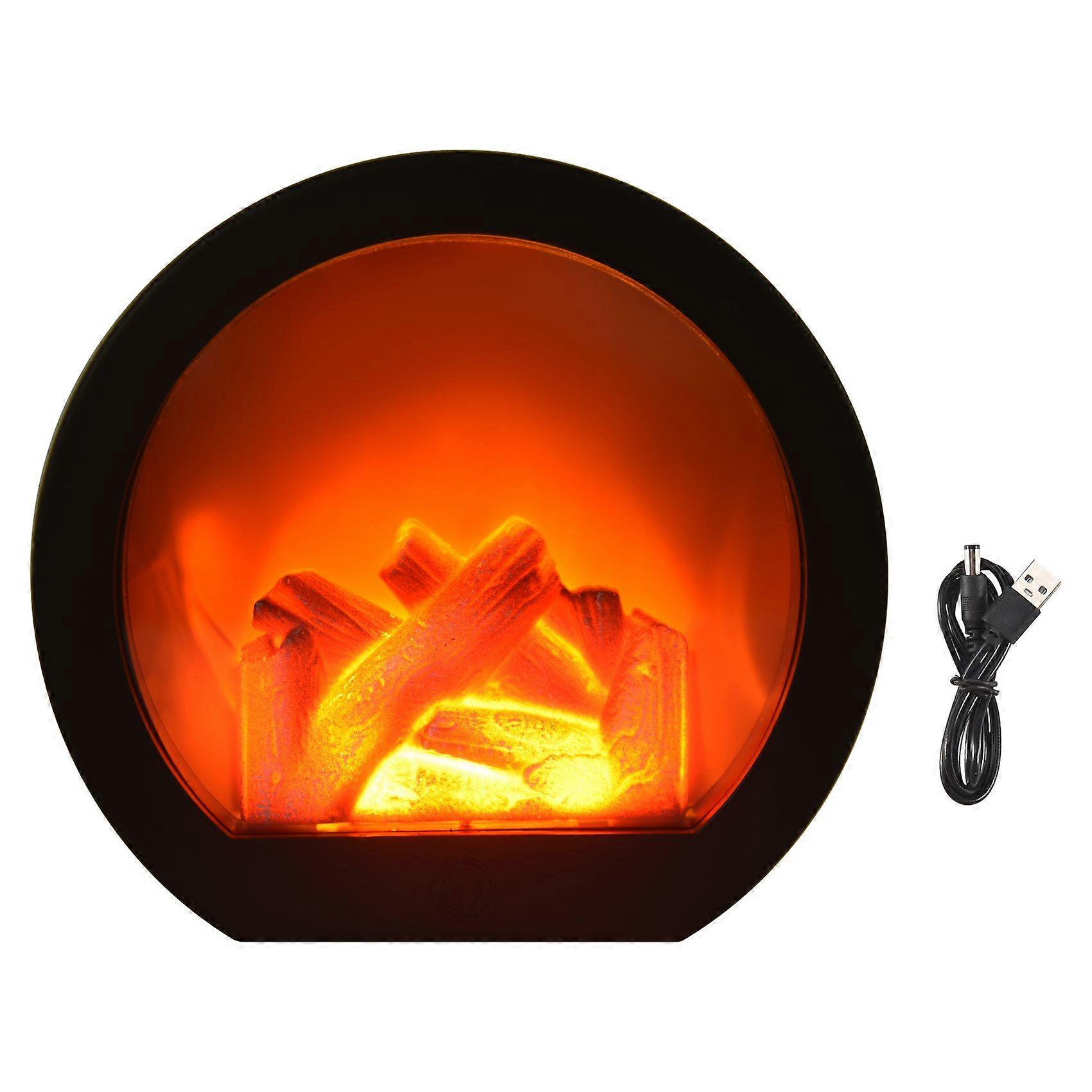 Flameless LED Fireplace Lantern Simulation LED Table Fireplace LED Lantern with Realistic Flame Simulation Decorative