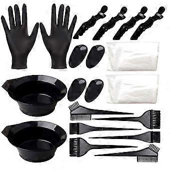 Haarkleurset van 20 stuks met kom, kwast, clips en handschoenen voor thuis en in de salon.