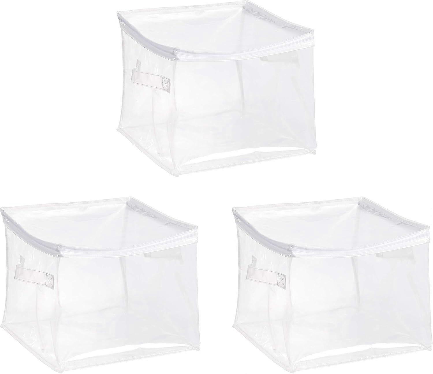 Basic transparent zippered storage bags, 3-pack