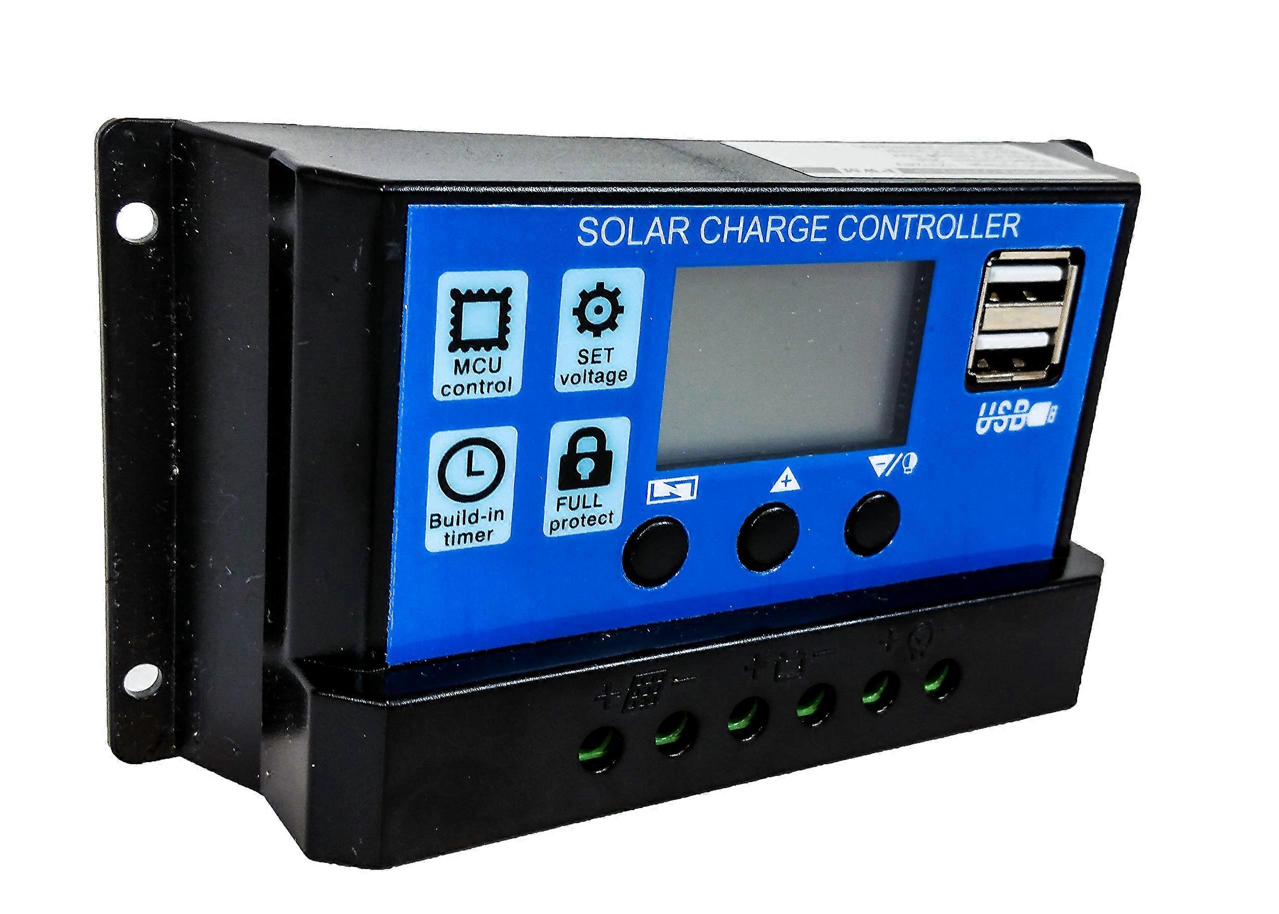 20A Solar Charge Controller with LCD Display, USB Port, and Programmable Timer for 12V 24V Systems