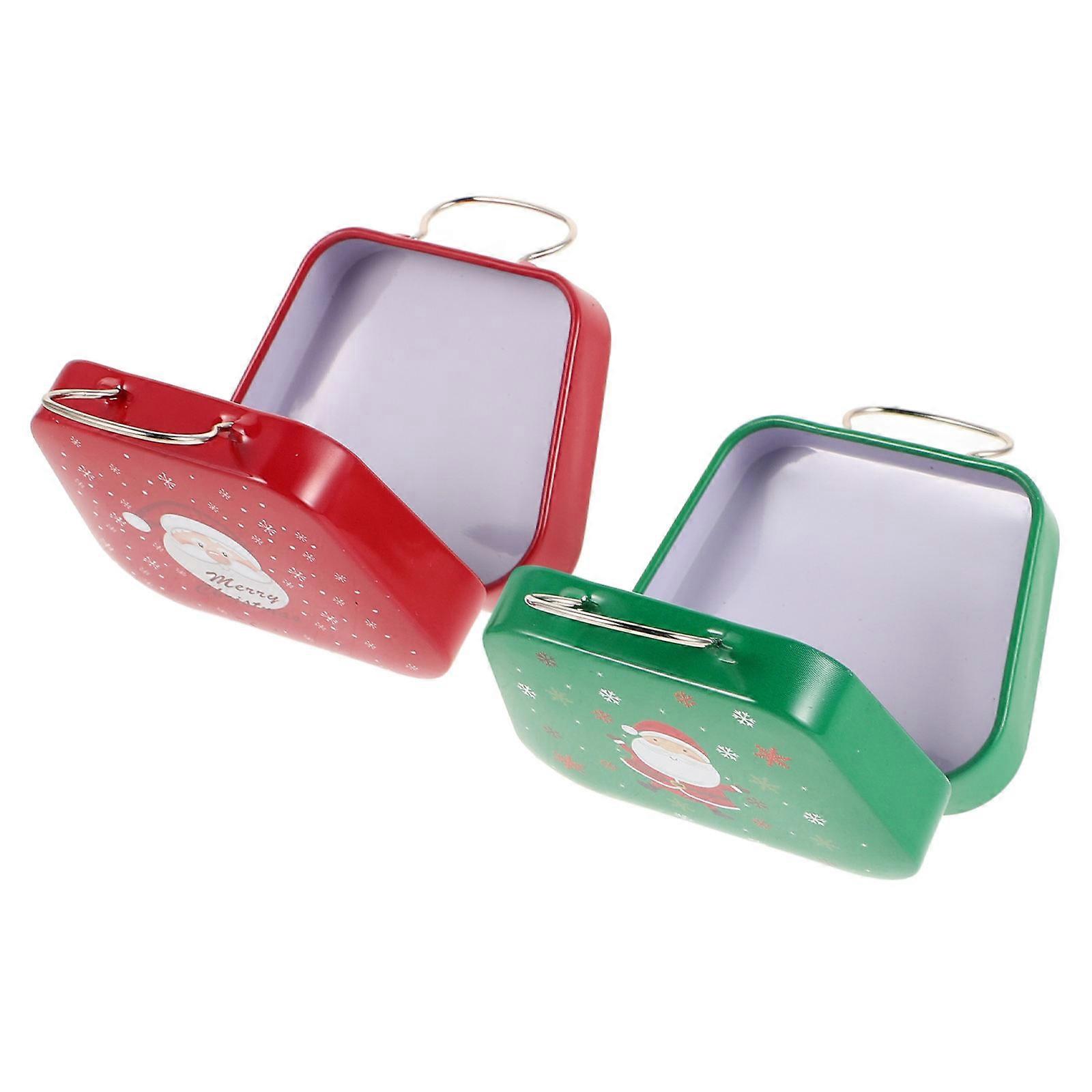 Christmas Candy Box Tinplate Handbag Designed for Storage Use 2Pcs Set