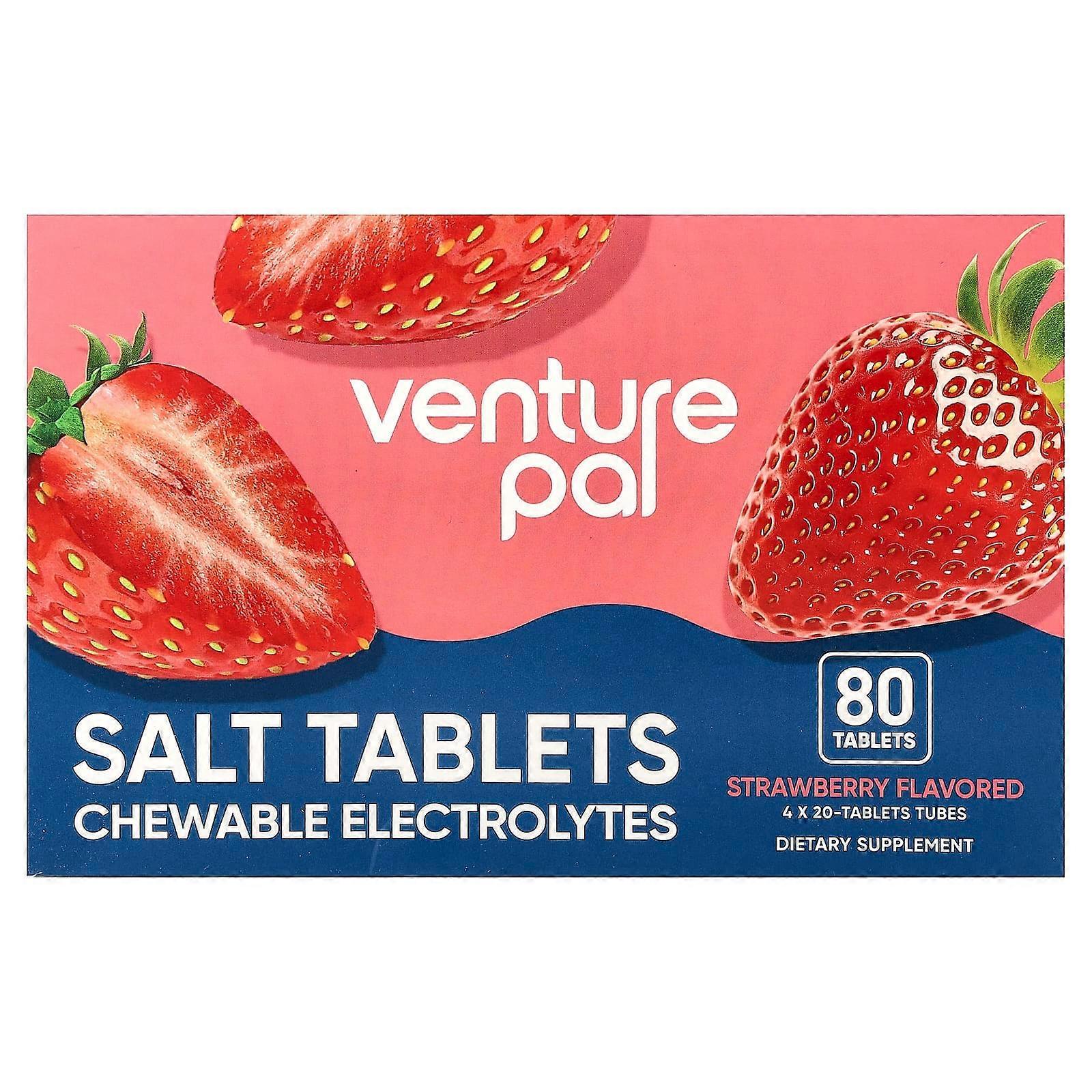 Venture Pal, Salt Tablets Chewable Electrolytes, Strawberry, 80 Tablets